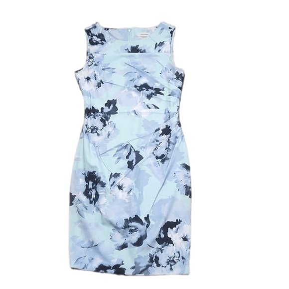 Calvin Klein Dresses & Skirts - Calvin Klein Light Blue Sleeveless Floral Dress Size 8 CKDress09